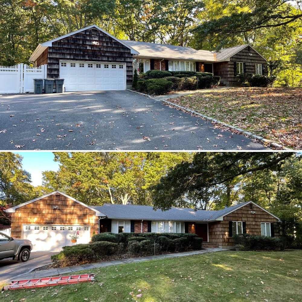 Soft wash cleaning results on siding