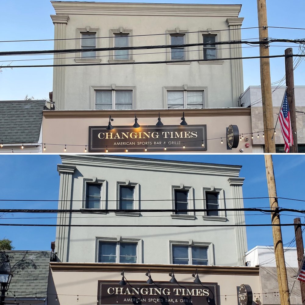 Roof cleaning on a Long Island home