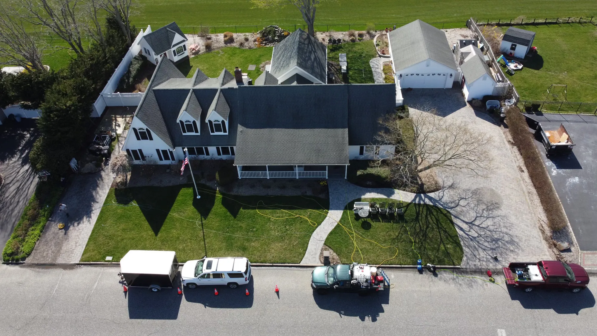 Commercial window cleaning aerial view