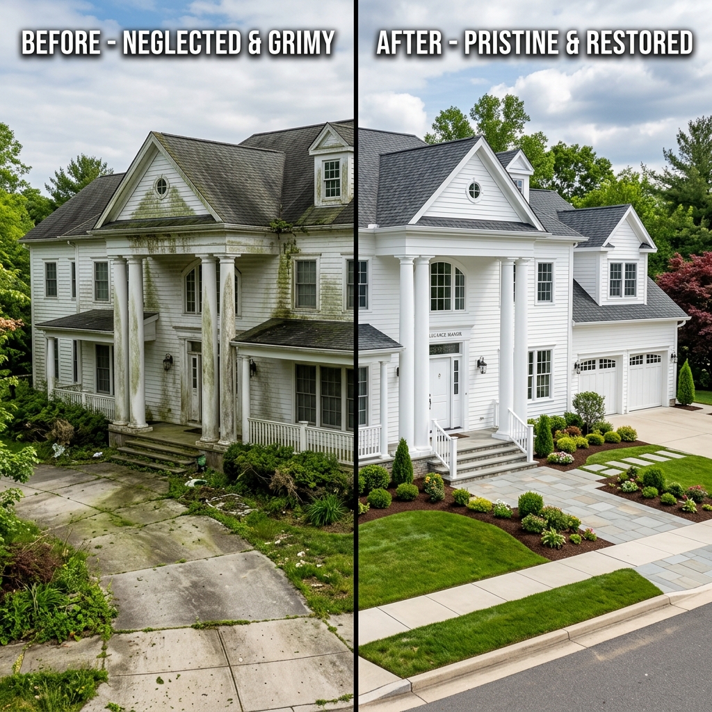 House Wash Before and After Long Island