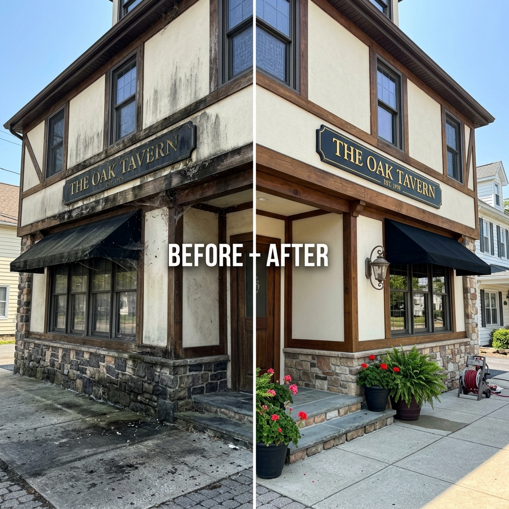 Restaurant Soft Washing Before and After