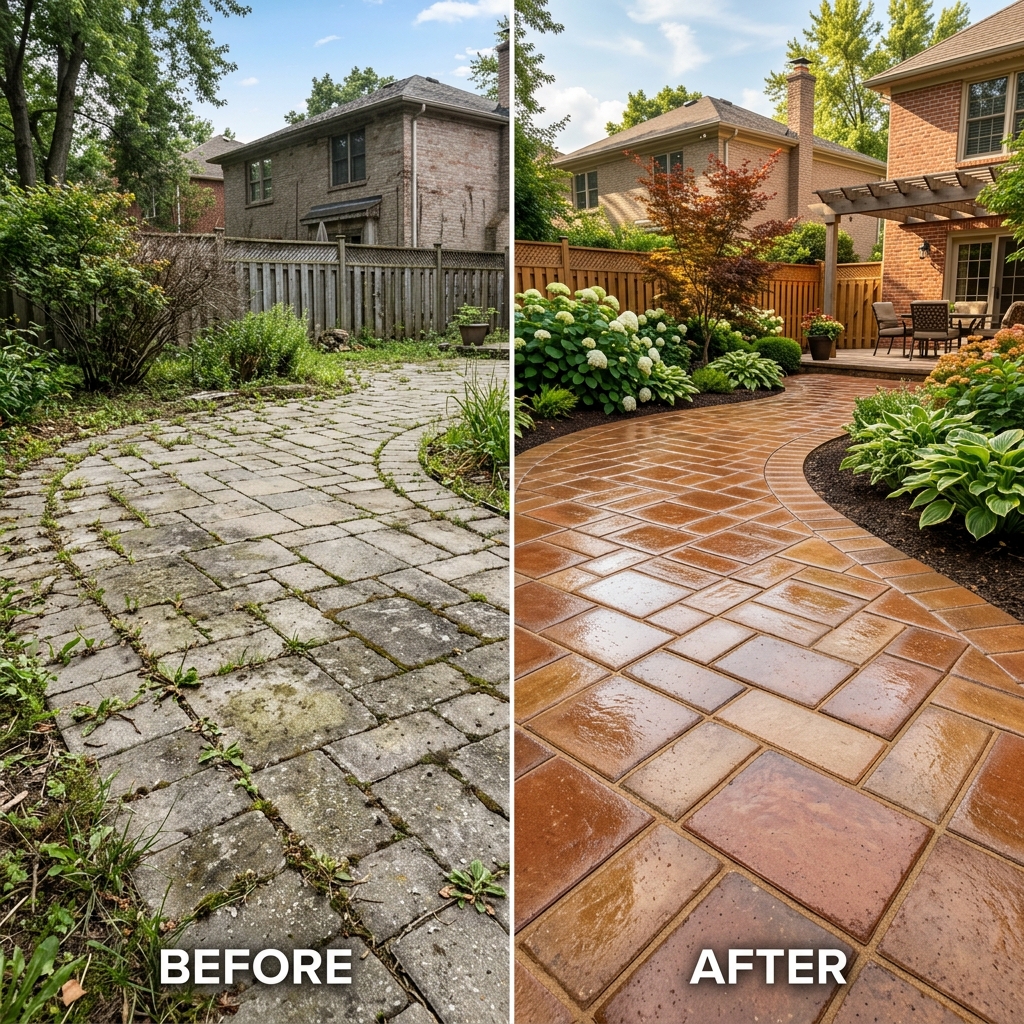 Paver Patio Restoration Before and After