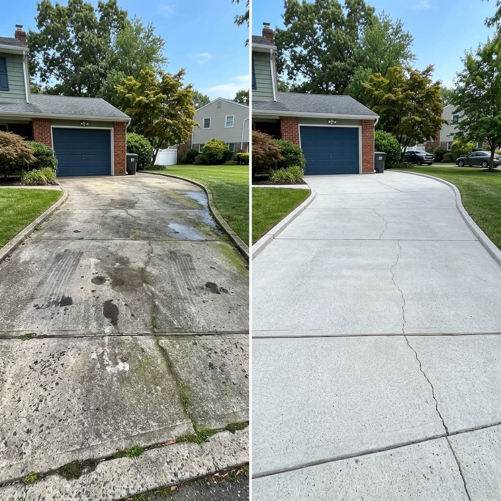 Driveway Pressure Washing Before and After