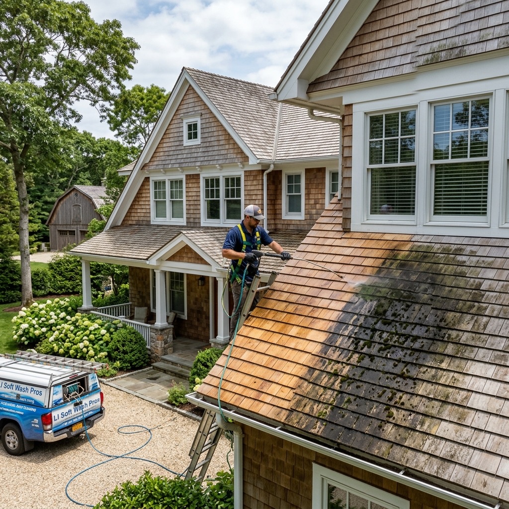Cedar shake roof cleaning